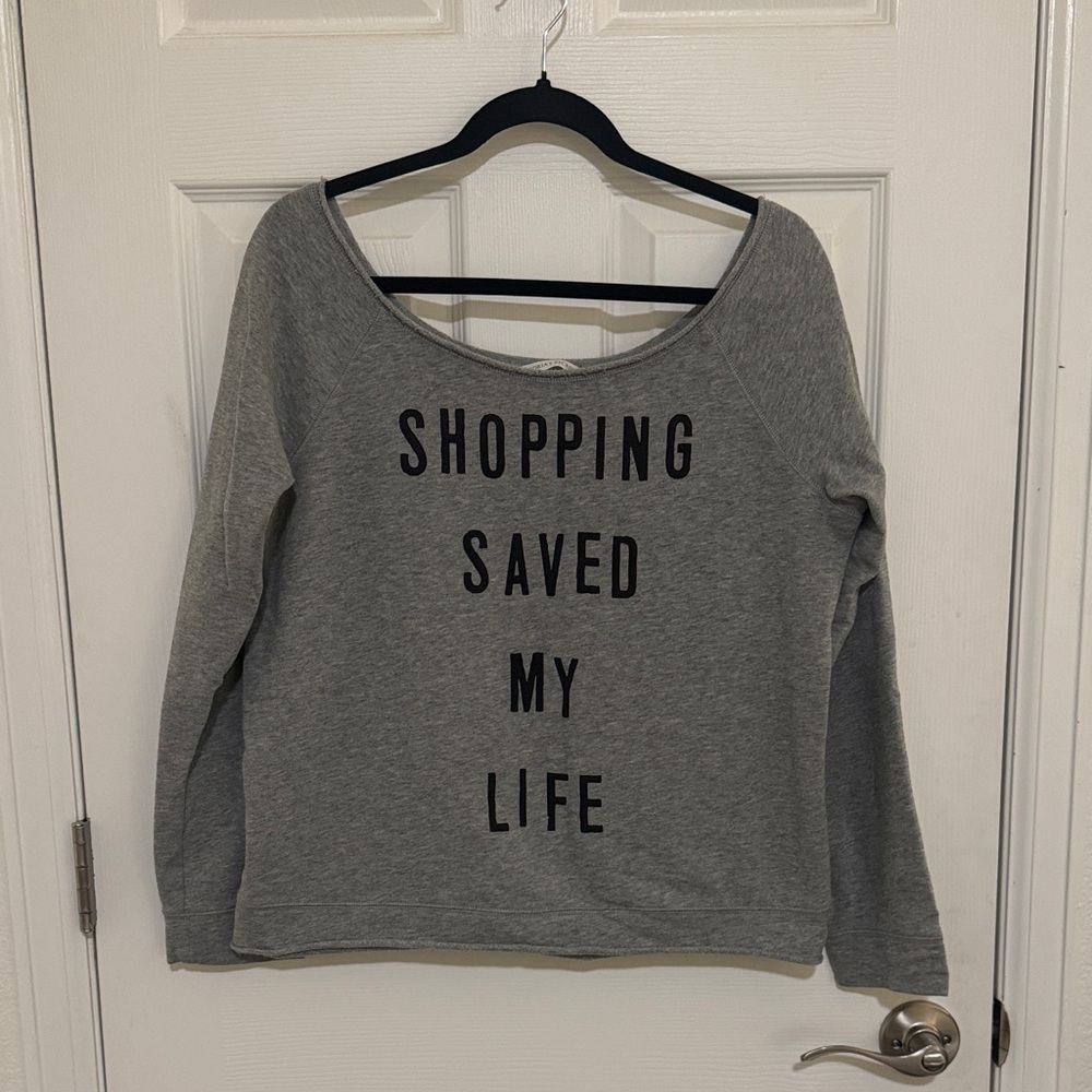 Victoria's Secret Gray Sweatshirt with Black Text
